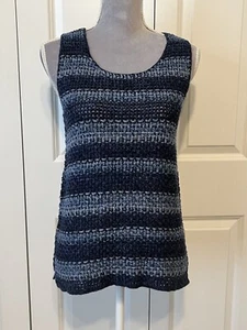 Lauren Ralph Lauren Sz SM Blue knit linen blend sleeveless sweater preppy - Picture 1 of 8