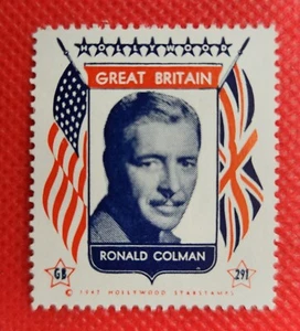 Ronald Colman 1947 Hollywood Screen Movie Film Stars Stamp Trading Card - Picture 1 of 2