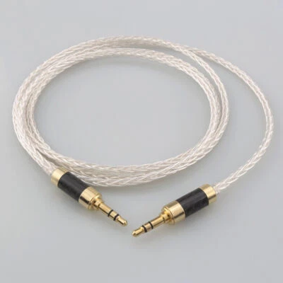 3.5mm to 3.5mm Stereo Male 6N OCC Silver Plated 8 Cores HiFi Audio AUX Cable - Image 1 of 4