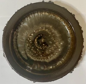 VTG GLIT ICELAND LAVA POTTERY BROWN LOW PROFILE SUCCULENT BOWL MID CENTURY MOD - Picture 1 of 10