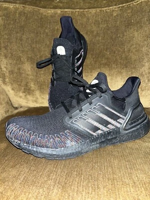 Men's Size 9.5 adidas UltraBoost Running Shoes 20 Black With Multi Color - Image 1 of 4