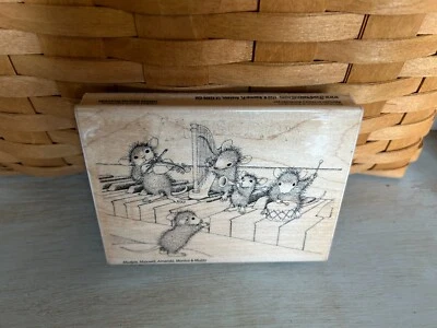 Estampilla de madera de ratones musicales de casa estampida sin usar Foto 1 de 2