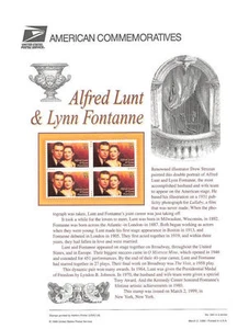 #564 33c Lunt & Fontanne #3287 - USPS Stamp Panel - Foto 1 di 1