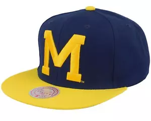 Mens Mitchell & Ness NCAA TEAM 2 TONE 2.0 SNAPBACK MICHIGAN - Picture 1 of 6