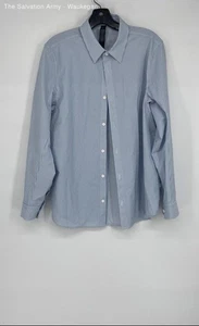 Lululemon Herren weiß blau gestreift Langarm Kragen Knopfleiste Hemd Größe M - Bild 1 von 6