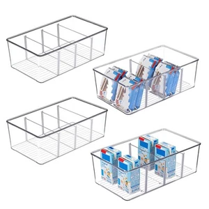 4 Pack Food Storage Organizer Bins, Clear Plastic Bins for Pantry, Kitchen, F... - Picture 1 of 7