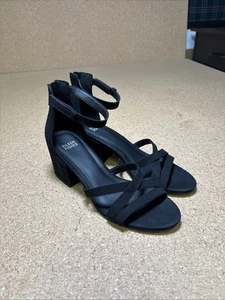 Eileen Fisher Noni Damen-Riemchensandalen Leder Reißverschluss schwarz Größe 8 - Bild 1 von 4
