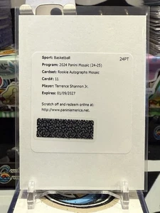 2024-25 Mosaic Terrance Shannon Jr Rookie Auto REDEMPTION Timberwolves TZ - Bild 1 von 2