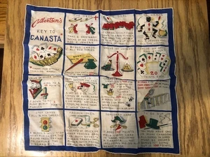 Vintage Carol Stanley " Key To Canasta" Taschentuch Taschentuch 13" 50er Jahre seltener Fund - Bild 1 von 4
