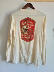 Vintage Budweiser Shirt Anheuser Busch Inc. Long Sleeve Adult X-Small Cream - Picture 1 of 10