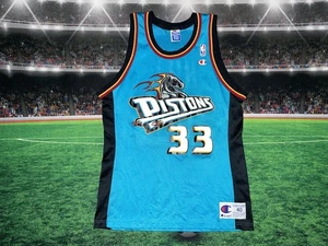 Vintage Grant Hill #33 Teal Detroit Pistons Jersey Champion Mens Sz 40 Preowned - Picture 1 of 12