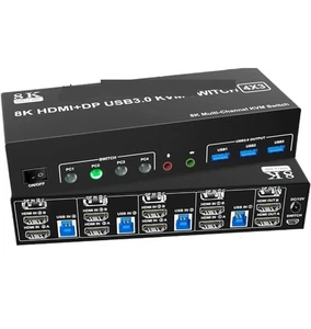 8K HDMI - DP KVM USB 3.0 Switch 4x3 Triple Monitor 4K 120Hz Extended Display... - Bild 1 von 2