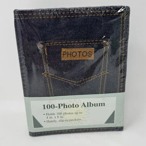 Album fotografico tascabile jeans denim con cinquanta pagine su 2 lati per foto 4x6 NUOVO - Foto 1 di 8