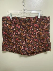 American Eagle Womens Denim Shorts Size 18 Floral Flowers Print Pink Brown Black - Picture 1 of 5
