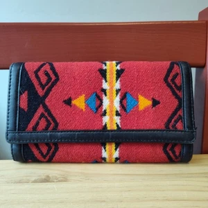 Wool Long Wallet with Aztec Southwestern Motif - Picture 1 of 5