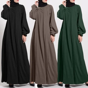 Women Muslim Long Maxi Dress Prayer Abaya Dubai Kaftan Islamic Pullover Dress - Picture 1 of 11