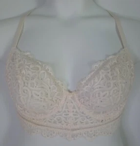 INNER SECRETS Very Sexy White Lace Sequins Bra 38C Underwire Racerback Push Up - Picture 1 of 6