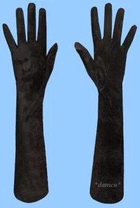 Womens Black Suede Leather Gloves size 6.5 Small GENUINE-EXTRA LONG-SILK LINING - Picture 1 of 1