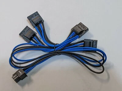 NEW 6 Pin Plug to (x4) Molex Plug Type 4 Modular Corsair Power Supply Cable - Image 1 of 3