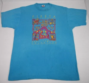 Vintage T-Shirt Fiesta Centennial San Antonio Size M/L 90s Blue Fruit Loom 1991 - Picture 1 of 11