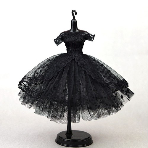 VETEMENTS Abito tutù a pois in pizzo nero per bambola 11 5" abiti vestiti abito accessori 1 6