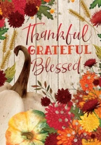 Thankful Mums, Grateful, Blessed, Garden Flag 12"x18", Custom Decor, 2 Sided - Picture 1 of 1