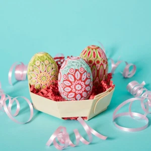 Juego de 3 huevos de primavera de Pascua de papel acolchado - Imagen 1 de 4