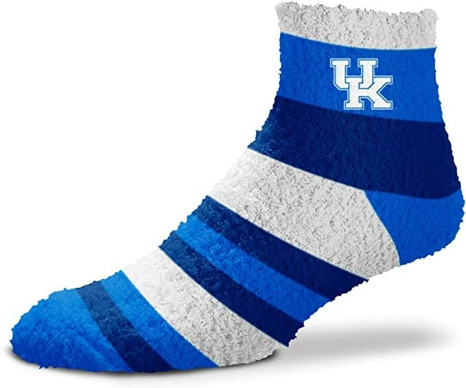 Kentucky Wildcats Blue & White Rainbow Stripe Soft Fuzzy Sleep Socks - Image 1 of 1