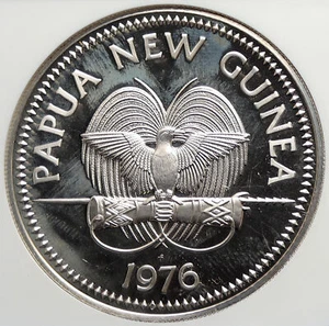 1976 PAPUA NEW GUINEA Large Exotic Bird Proof Silver 10 Kina Coin NGC i106373 - Picture 1 of 5