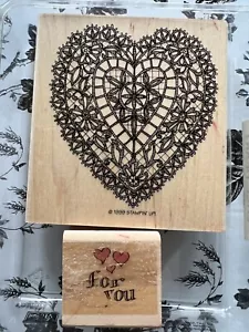 Stampin Up LACE HEART 1999 Vintage Doily San Valentino Matrimonio Amore Timbro Extra - Foto 1 di 6