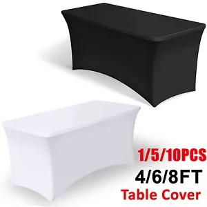 4/6/8FT Rectangle Stretch Spandex Tablecloths Markets Wedding Party Table Cloth - Picture 1 of 21