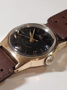 Mido Multifort Super Automatic ,Gold filled case ,Black dial , Vintage - Picture 1 of 12
