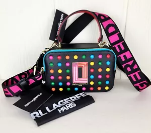 Neu Karl Lagerfeld Paris Simone Kameratasche Wjc Blk Multicolor Crossbody LH0EO7BI - Bild 1 von 19