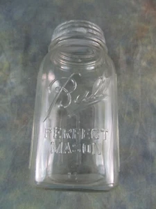 Vintage Kugel Quart Klarglas Gerippt Gefrierglas mit Zink Kugel Deckel - Bild 1 von 5