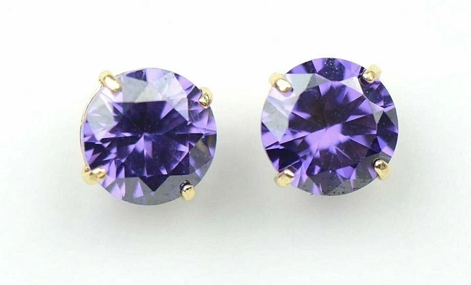 14K Yellow Gold 4mm Simulated Cubic Zirconia Birthstone Stud Screw Back Earrings - Image 1 of 1