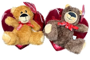 Russell Stover Valentine's Day Red Foil Heart Milk Chocolate with Plush Bear 2PK - Picture 1 of 2