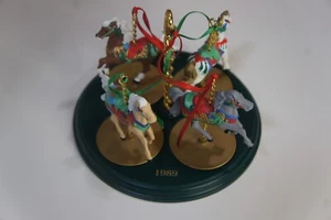 Hallmark Keepsake Ornament Carousel With 4 Horses And Display Stand 1989 - Picture 1 of 16