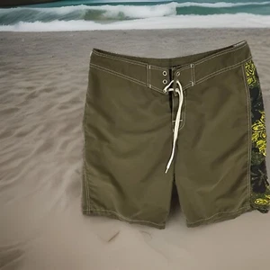 Uzzi Shorts Board verde 34" vita hawaiana - Foto 1 di 12