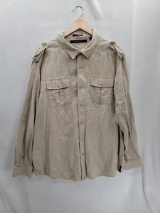 Camisa Sean John Original Fit Mezcla de Lino Manga Larga Con Botones Beige Talla-4XL - Imagen 1 de 7