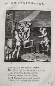 Fabbro fucina spore cavallo spore professione vecchia incisione su rame Luyken 1717 - Foto 1 di 1