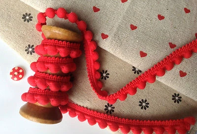 Pearl POM POM BOBBLE TRIM - BEST QUALITY PomPoms *Size MINI 10mm (0.4") *1m  #A - Image 1 of 2