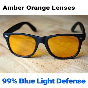 99% Blue Light Blocking Computer Gaming Glasses Amber Lenses Reduce Eye Strain - Picture 1 of 10
