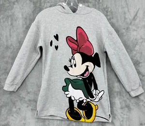 Zara Sweatshirt Girls 10 Disney Minnie Mouse Pullover Hooded Sweater Casual Gray - Picture 1 of 8