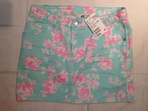 H&M - gonna celeste con fiori bianchi e rosa - taglia 11/12 anni 152 cm - NUOVA - Picture 1 of 2