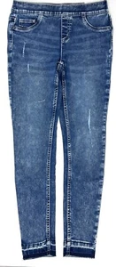Justice Girls Denim Jean Jeggings Flat Front Dark Wash Pull On 14 Slim - Picture 1 of 2