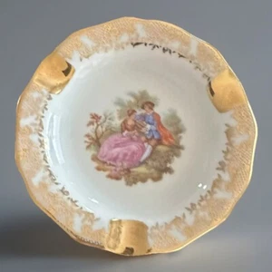 Limoges Porcelain France Ashtray Gold Veritable Porcelain D'Art Lovers - Picture 1 of 5