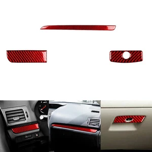 Red Carbon Fiber Dashboard Panel Cover For Subaru Impreza XV Crosstrek 2012-2017 - Picture 1 of 18