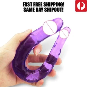 U-Shape Double Penetration Jelly Penis Dildo (Large) For Men Women Couples - Picture 1 of 12