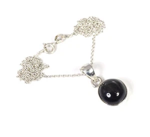 925 Solid Sterling Silver Black Star Chain Pendant -19 INCH Z890 - Picture 1 of 4