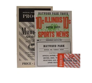 Programma Sportivo Vintage 1950 Maywood Park Harness Racing Foglio Verde Season Pass - Foto 1 di 10